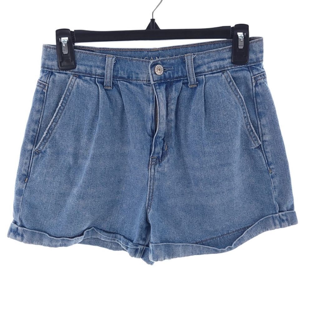 American Eagle Women's Size 2 Solid Blue Denim Mom Short